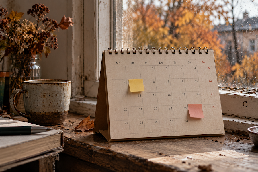 Gemütlicher Herbstkalender am Regentag