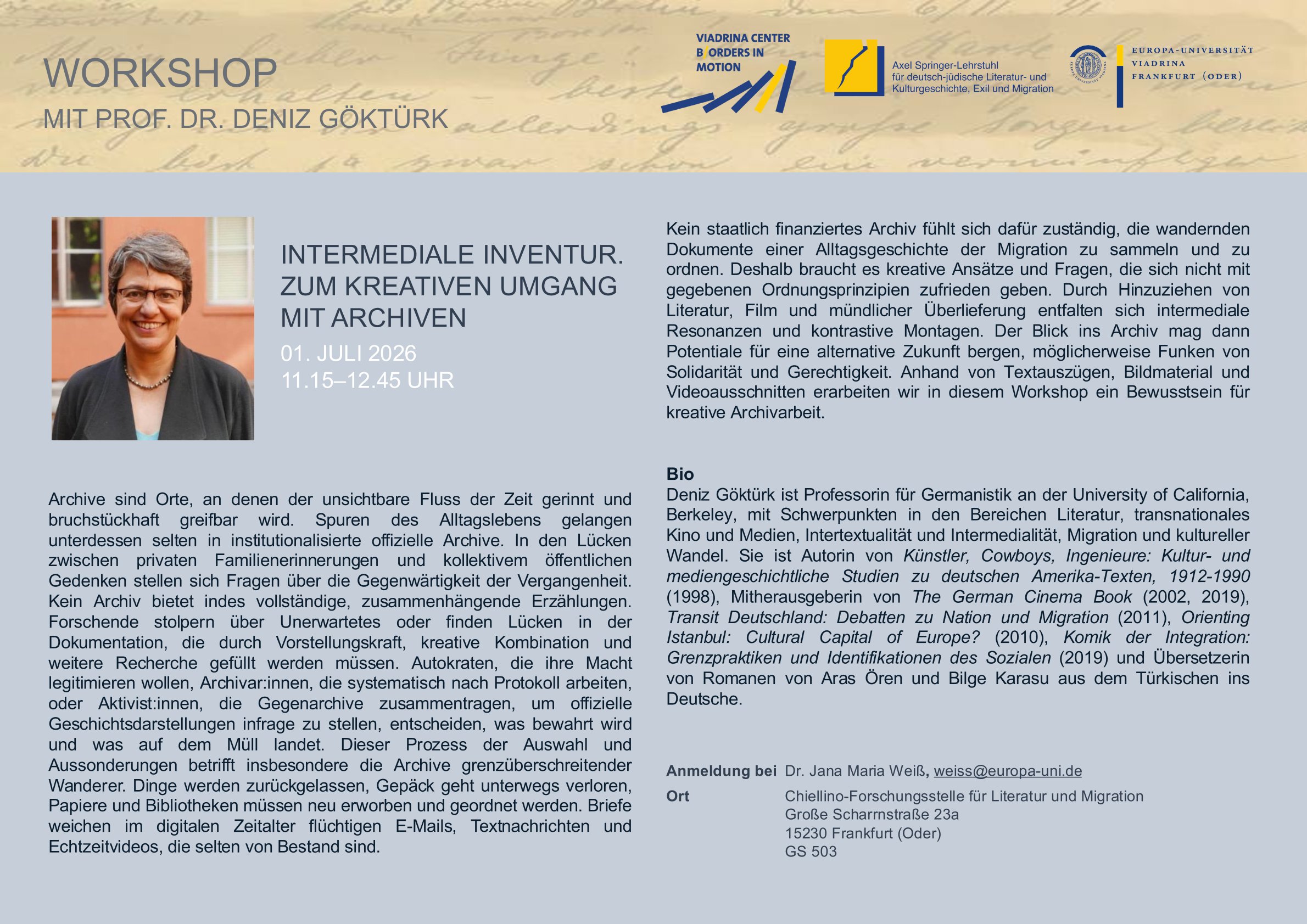 Plakat A3 Workshop Göktürk