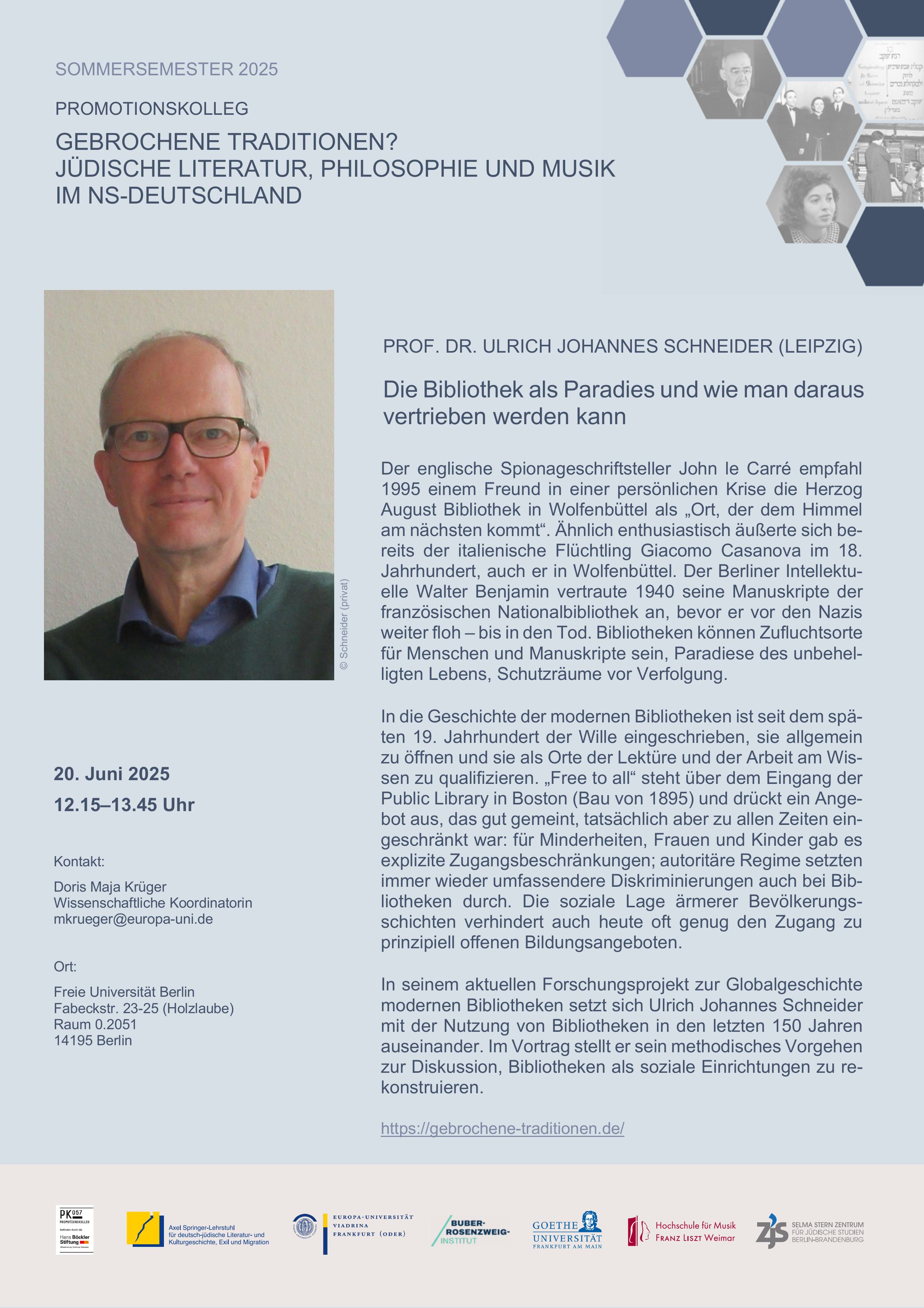 Plakat (Gastvortrag) Schneider