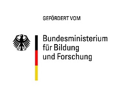 Förderlogo des BMBF, Bundesadler, schwarz-rot-goldener Balken, Schriftzug des Ministeriums