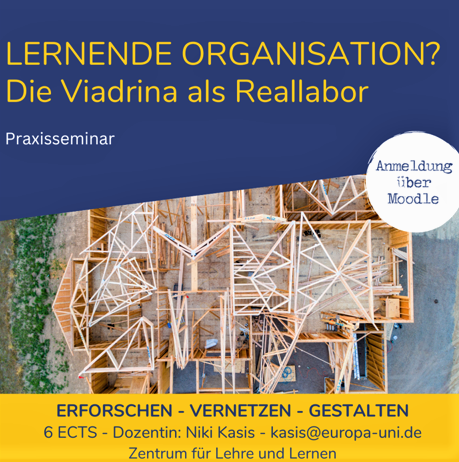 Poster of the seminar "Lernende Organisation: Die Viadrina als Reallabor"